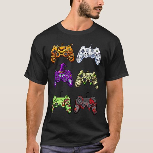 Halloween Gaming Controller Zombie Skeleton T-Shirt (Vorderseite)