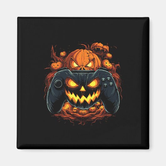 Halloween Gaming Kürbislaterne Pumpkin-Gesichtspun Magnet (Vorne)