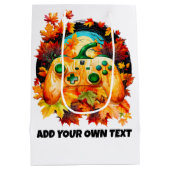 Halloween Gaming, Pumpkin Controller, Orange Fall Mittlere Geschenktüte (Rückseite)