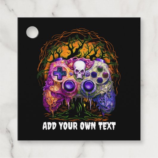 Halloween Gaming, Spooker Controller, Lila Orange Geschenkanhänger (Vorderseite)