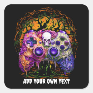 Halloween Gaming, Spooker Controller, Video Gamer Quadratischer Aufkleber