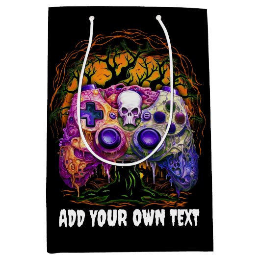 Halloween Gaming, Spooky Controller, gruseliges Pa Mittlere Geschenktüte (Vorderseite)