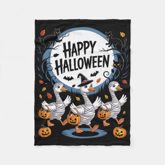 Halloween Gans Happy Haloween Gans Fleecedecke (Vorderseite)