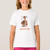 Halloween-Gans-Hupf oder Süßigkeiten-Mädchen T-Shirt (Vorderseite)