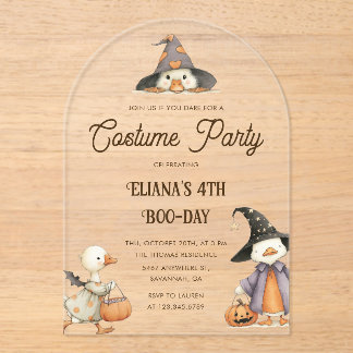 Halloween-Gans-Kinder-Geburtstags-Kostüm-Party  Acryleinladungen