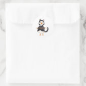 Halloween-Gans Schwarze Katze Runder Aufkleber (Tasche)
