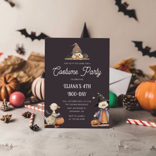 Halloween Gänse Grau Kindergeburtstag Kostüm Party Einladung
