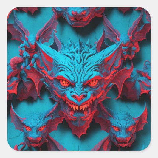 Halloween Gargoyle Quadratischer Aufkleber (Vorderseite)