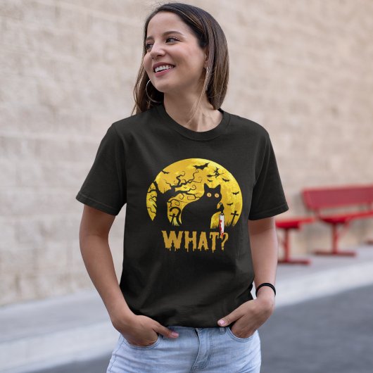 Halloween Gato Negro What? T-Shirt