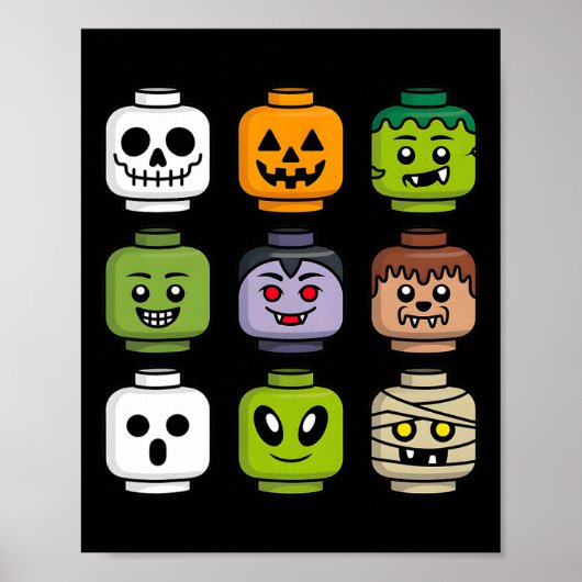 Halloween Gebäude Brick Head Pumpkin Ghost Zombie Poster (Vorne)