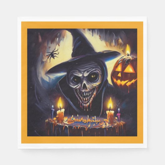 Halloween - Geburtstag 7 Serviette (Vorderseite)
