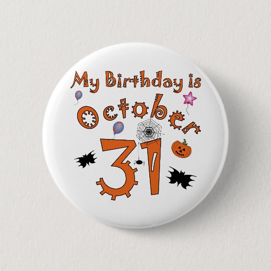 Halloween-Geburtstag am 31. Oktober Button (Vorderseite)