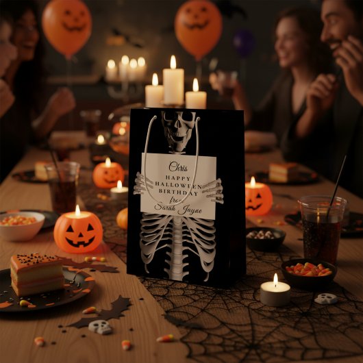 Halloween Geburtstag Gruseliger Skelett Custom Sch Mittlere Geschenktüte