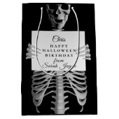 Halloween Geburtstag Gruseliger Skelett Custom Sch Mittlere Geschenktüte (Vorderseite)
