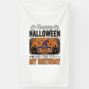 Halloween Geburtstag Hexe Kürbis Vintage-Shirt Des Banner