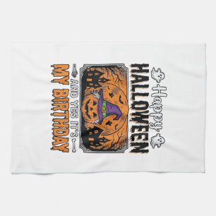 Halloween Geburtstag Hexe Kürbis Vintage-Shirt Des Geschirrtuch