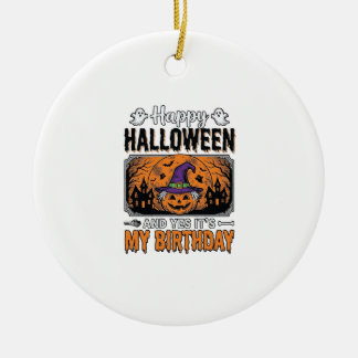 Halloween Geburtstag Hexe Kürbis Vintage-Shirt Des Keramik Ornament
