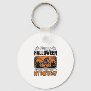Halloween Geburtstag Hexe Kürbis Vintage-Shirt Des Schlüsselanhänger