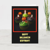 Halloween Geburtstag mit Cupcakes Niedlich Karte (Vorderseite)