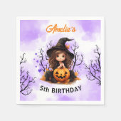 Halloween Geburtstag Niedliches Hexenpapier Napkin Serviette (Vorderseite)