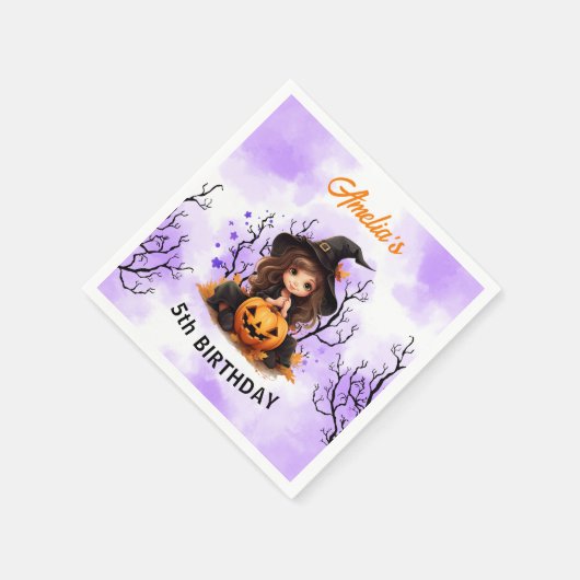 Halloween Geburtstag Niedliches Hexenpapier Napkin Serviette (Ecke)