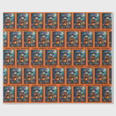 Halloween Geburtstag Personalize Name Hexenkatze Geschenkpapier (Flach)