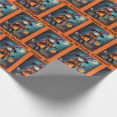 Halloween Geburtstag Personalize Name Hexenkatze Geschenkpapier (Ecke)