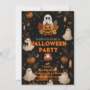 Halloween Geburtstag Süße Geister & Kürbis Einladung
