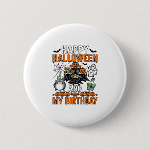 Halloween Geburtstag Vintage Kürbis Party Design_1 Button