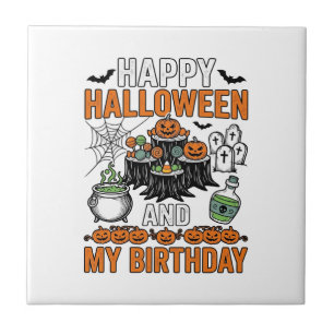 Halloween Geburtstag Vintage Kürbis Party Design_1 Fliese