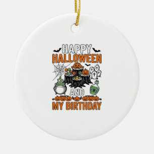 Halloween Geburtstag Vintage Kürbis Party Design_1 Keramik Ornament