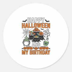 Halloween Geburtstag Vintage Kürbis Party Design_1 Runder Aufkleber
