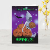 Halloween-Geburtstags-Geist und Kürbise Karte (Gelbe Blume)