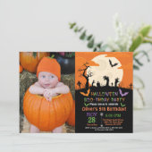 Halloween-Geburtstags-Party Einladung (Stehend Vorderseite)