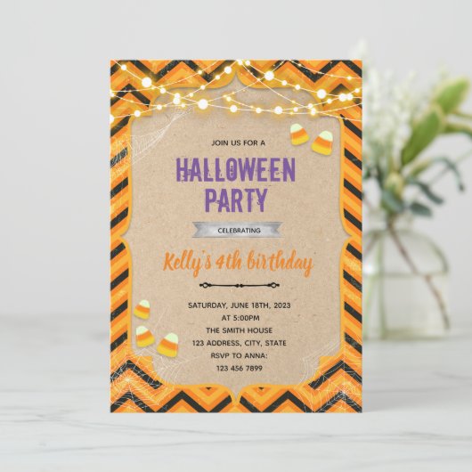 Halloween-Geburtstagseinladung Einladung (Stehend Vorderseite)