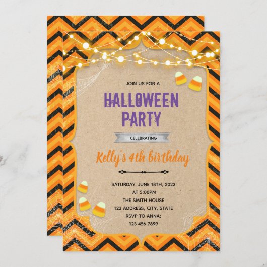 Halloween-Geburtstagseinladung Einladung (Vorne/Hinten)