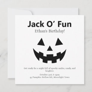 Halloween-Geburtstagsfeier Jack O’ Fun-Kürbis Feiertagskarte