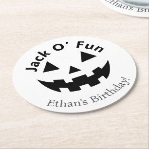 Halloween-Geburtstagsfeier Jack O’ Fun-Kürbis Runder Pappuntersetzer