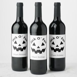 Halloween-Geburtstagsfeier Jack O’ Fun Kürbis Weinetikett