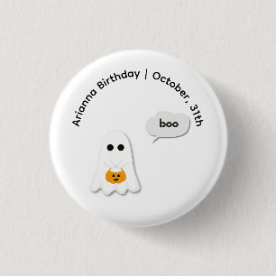 Halloween-Geburtstagsfeier Minimales Geisterdesi Button