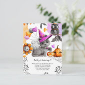 Halloween Geburtstagsfeier Postkarte (Stehend Vorderseite)