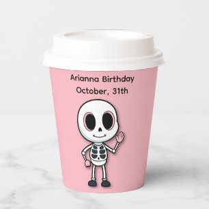 Halloween Geburtstagsfeier Verspieltes rosa Skel Pappbecher