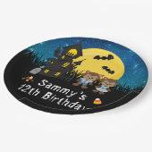 Halloween-Geburtstagsfeier Werwolf Blau Pappteller (Schrägansicht)