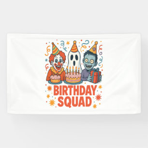 Halloween Geburtstagsgruppe Gruseliger Clown Geist Banner