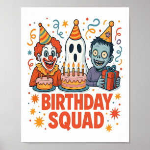 Halloween Geburtstagsgruppe Gruseliger Clown Geist Poster