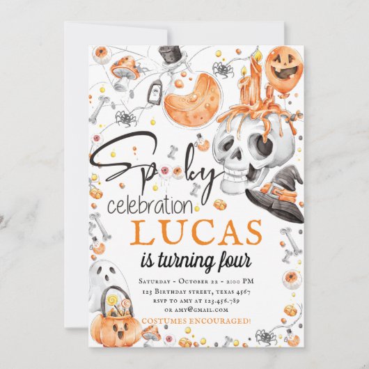 Halloween-Geburtstagskfeier Einladung (Vorderseite)