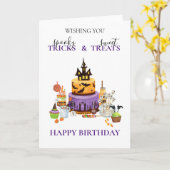 Halloween-Geburtstagskuchen-Süßigkeiten Karte (Gelbe Blume)