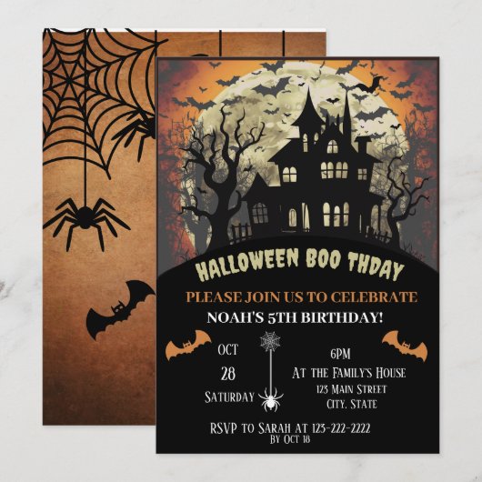 Halloween-Geburtstagsparty Einladung (Vorne/Hinten)