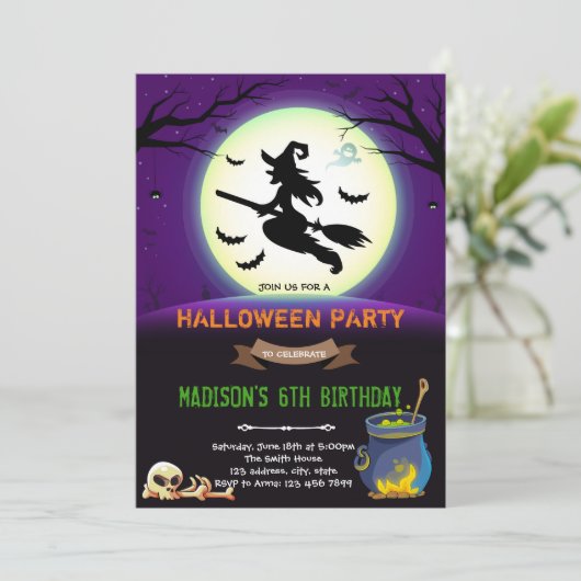 Halloween-Geburtstagsparty Einladung (Stehend Vorderseite)