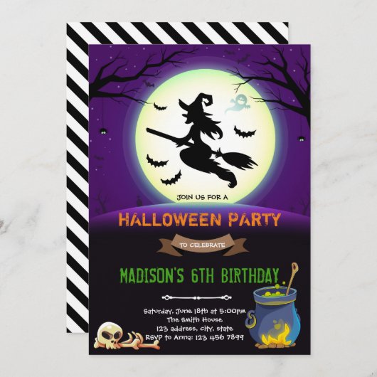 Halloween-Geburtstagsparty Einladung (Vorne/Hinten)